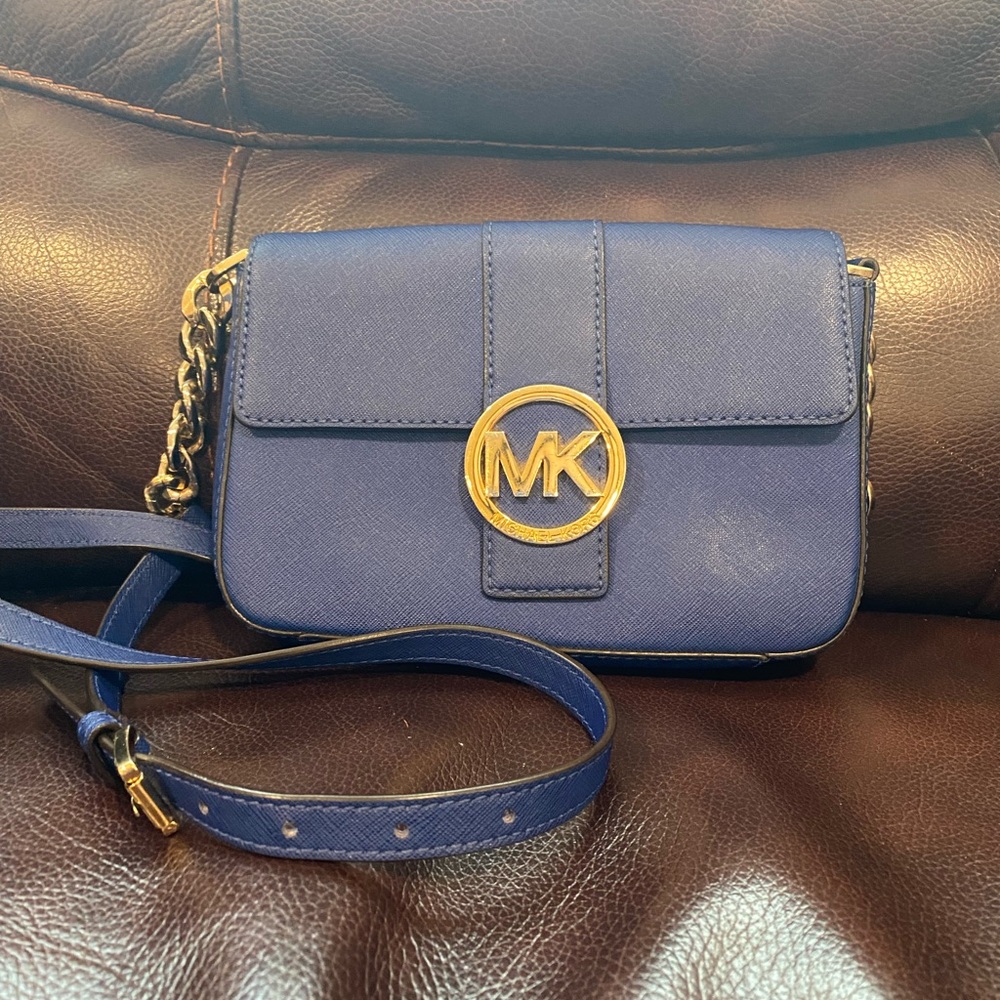 Michael Kors Navy Crossbody Bag with Gold Accents